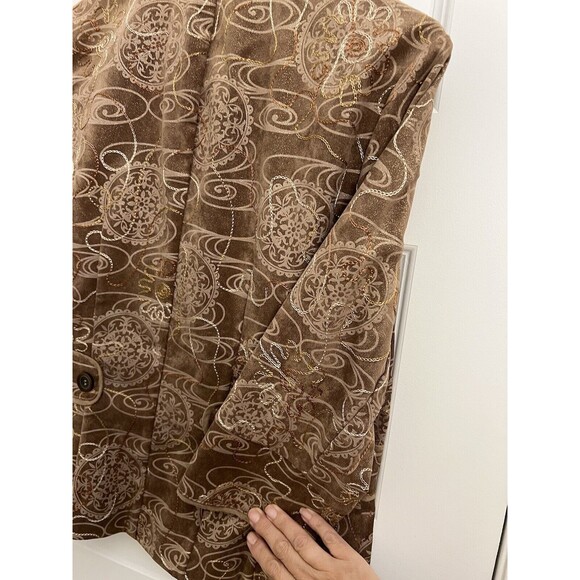 Coldwater Creek Jacket Womens 8 Brown Embroidered Asian Collar Boho NWT - Picture 5 of 12